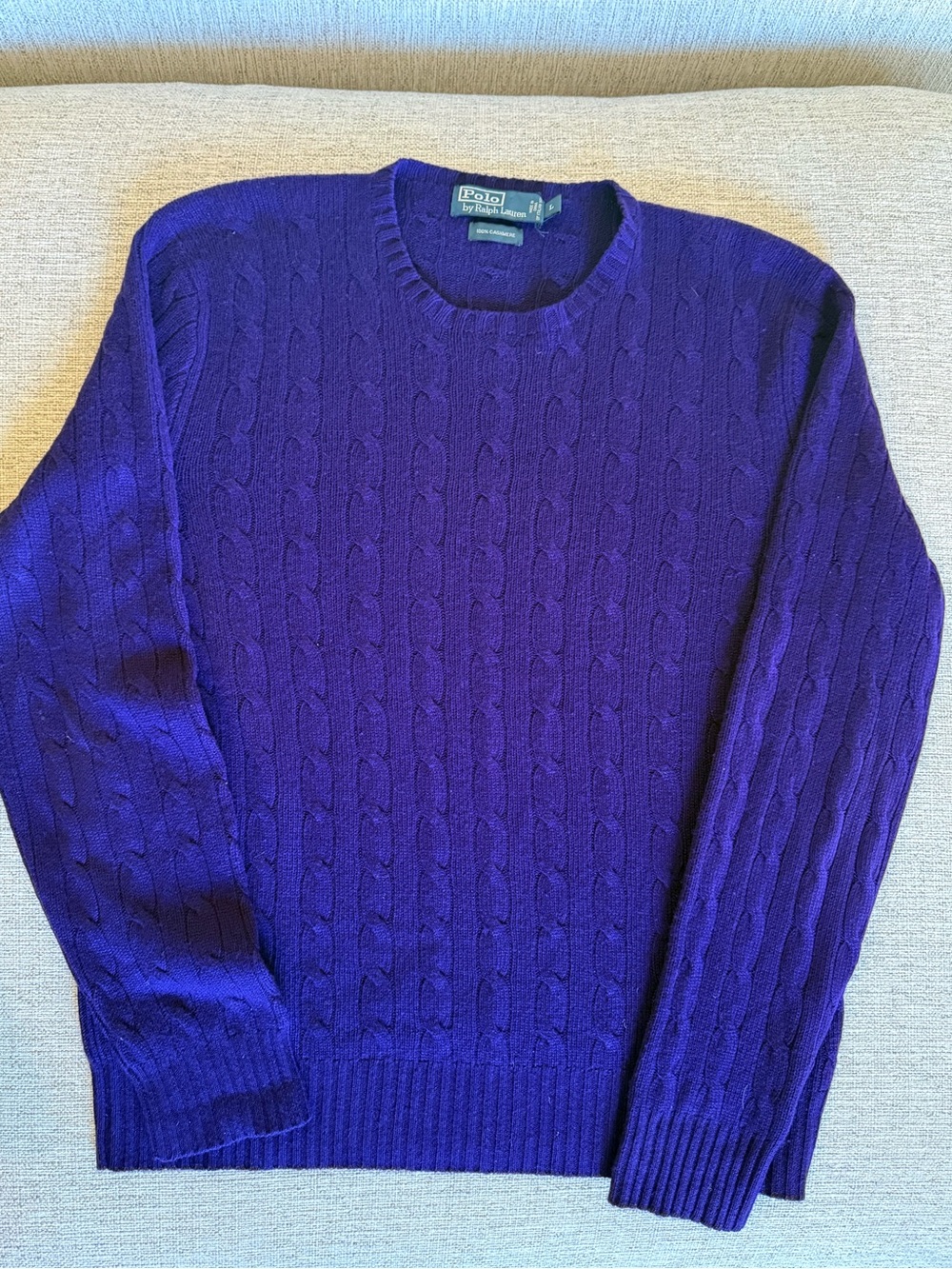 Vintage Polo Ralph Lauren 100% Cashmere Purple Cable Knit Sweater L
